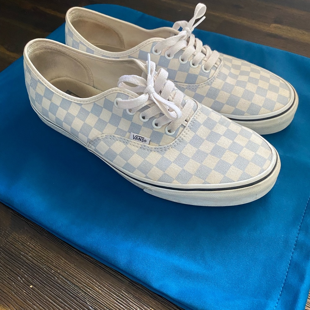 Vans Blue and White Checkered Lace-Up Shoes